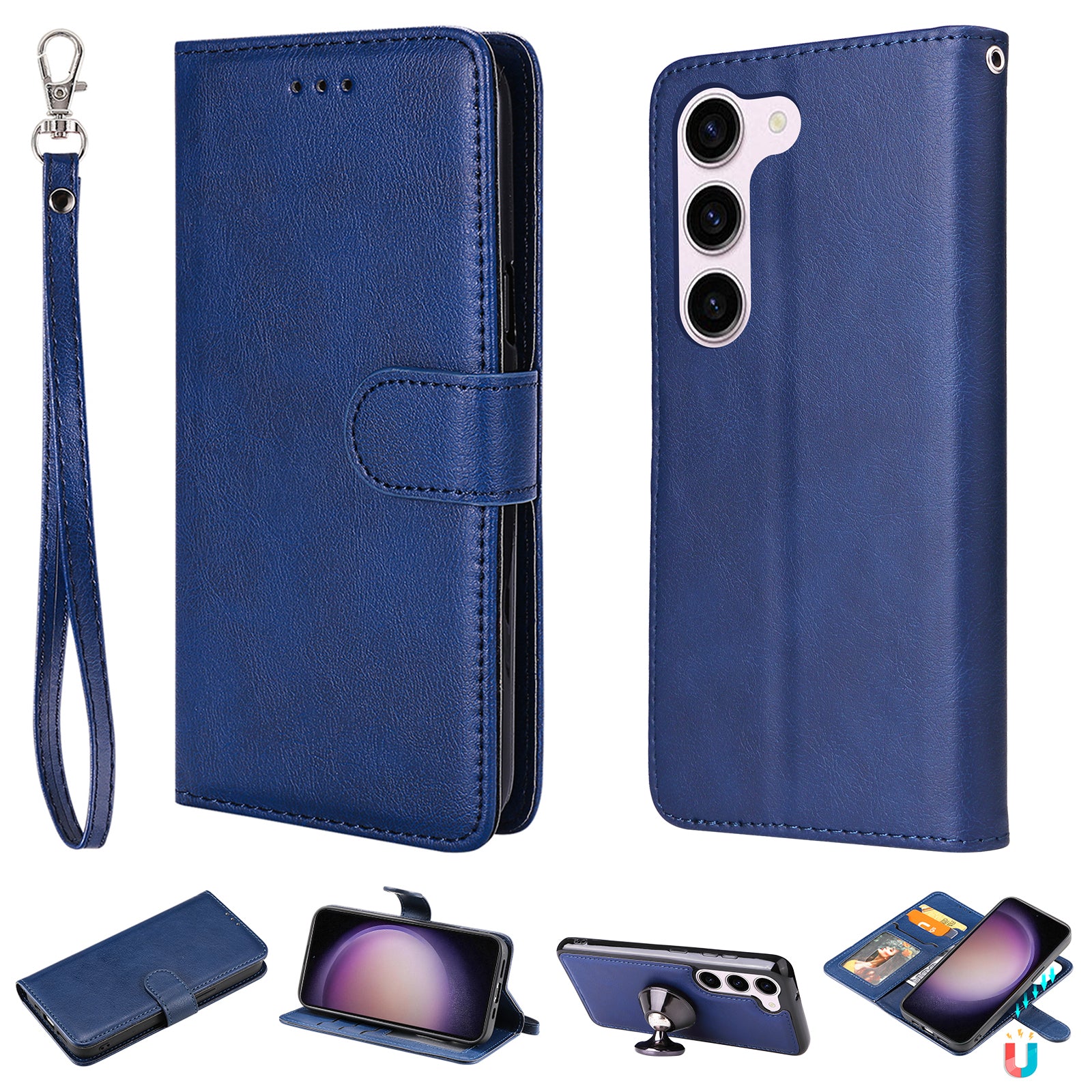 KT Leather Series-3 for Samsung Galaxy S23 Magnetic Detachable PU Leather Phone Case Folding Stand Wallet Protective Cover with Strap KT Leather Series-3 for Samsung Galaxy S23 Magnetic Detachable PU Leather Phone Case Folding Stand Wallet Protective Cover with Strap